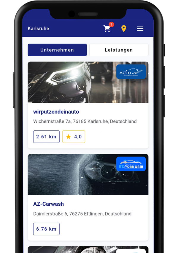 smartphone showing the putzdeinauto24 app